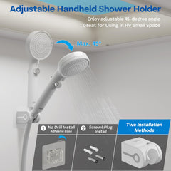 Pause button maintains temperature while flow is paused for soaping.