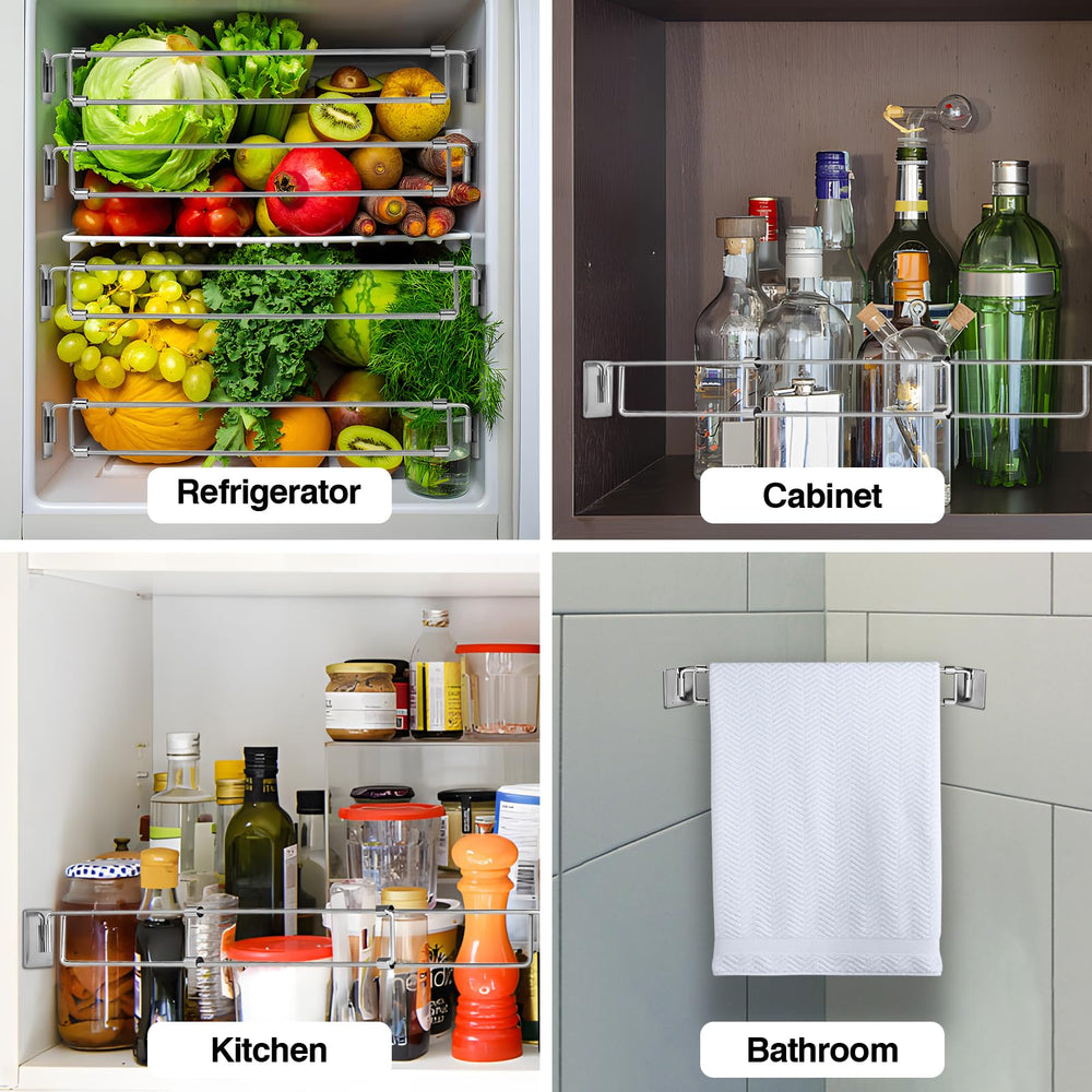 Awelov bars shown in RV refrigerator and kitchen cabinet applications