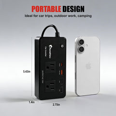 AWELTEC 12V to 110V conversion enables laptop and gadget charging on the road.