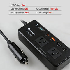 AWELTEC inverter road-trip setup powers devices during long drives.