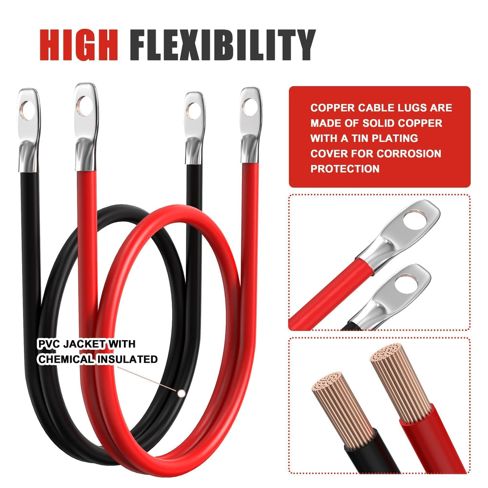 Durable pure copper cable with tin ends for reliable current transfer.