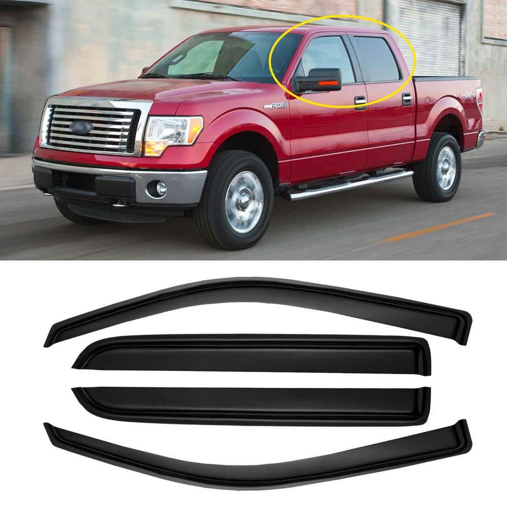 AWVRG window rain guard for F-150 Crew Cab front left, deflects rain and improves airflow