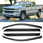 AWVRG window rain guards front-left for Silverado/Sierra crew cab, improving ventilation and rain protection