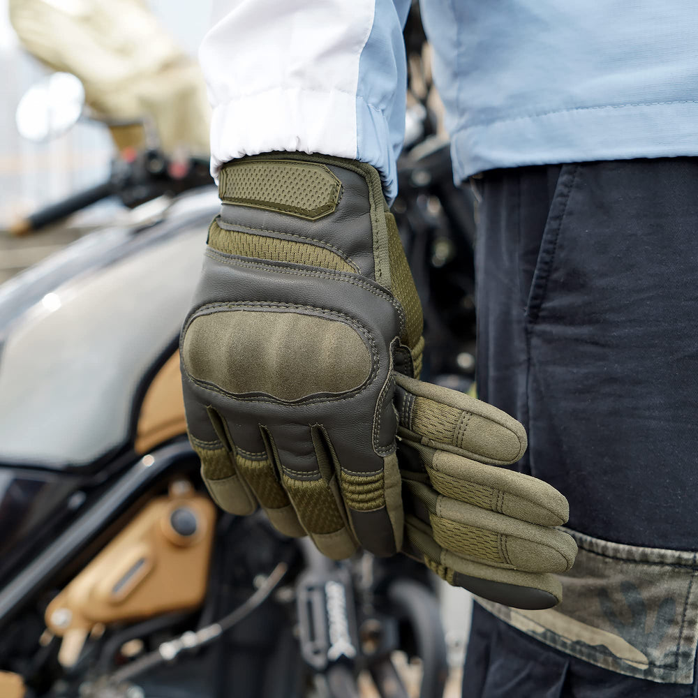 AXBXCX green gloves with touchscreen compatibility feature