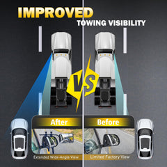 AXIMIRON 360-degree adjustable towing mirrors offer flexible viewing angles for towing
