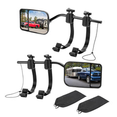 AXIMIRON universal clip-on towing mirrors provide expanded rear visibility for safer driving