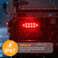 Axiraminora 6-Inch Oval Red LED trailer light close-up highlights robust PMMA lens.