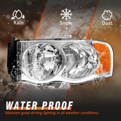 AXLAHA Dodge Ram headlight pair for 2002-2005 models packaged together.