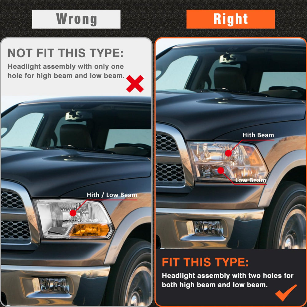 AXLAHA Dodge Ram passenger-side headlight assembly improves night visibility