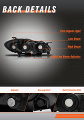AXLAHA Corolla headlight with amber reflector and chrome housing for a bold look.