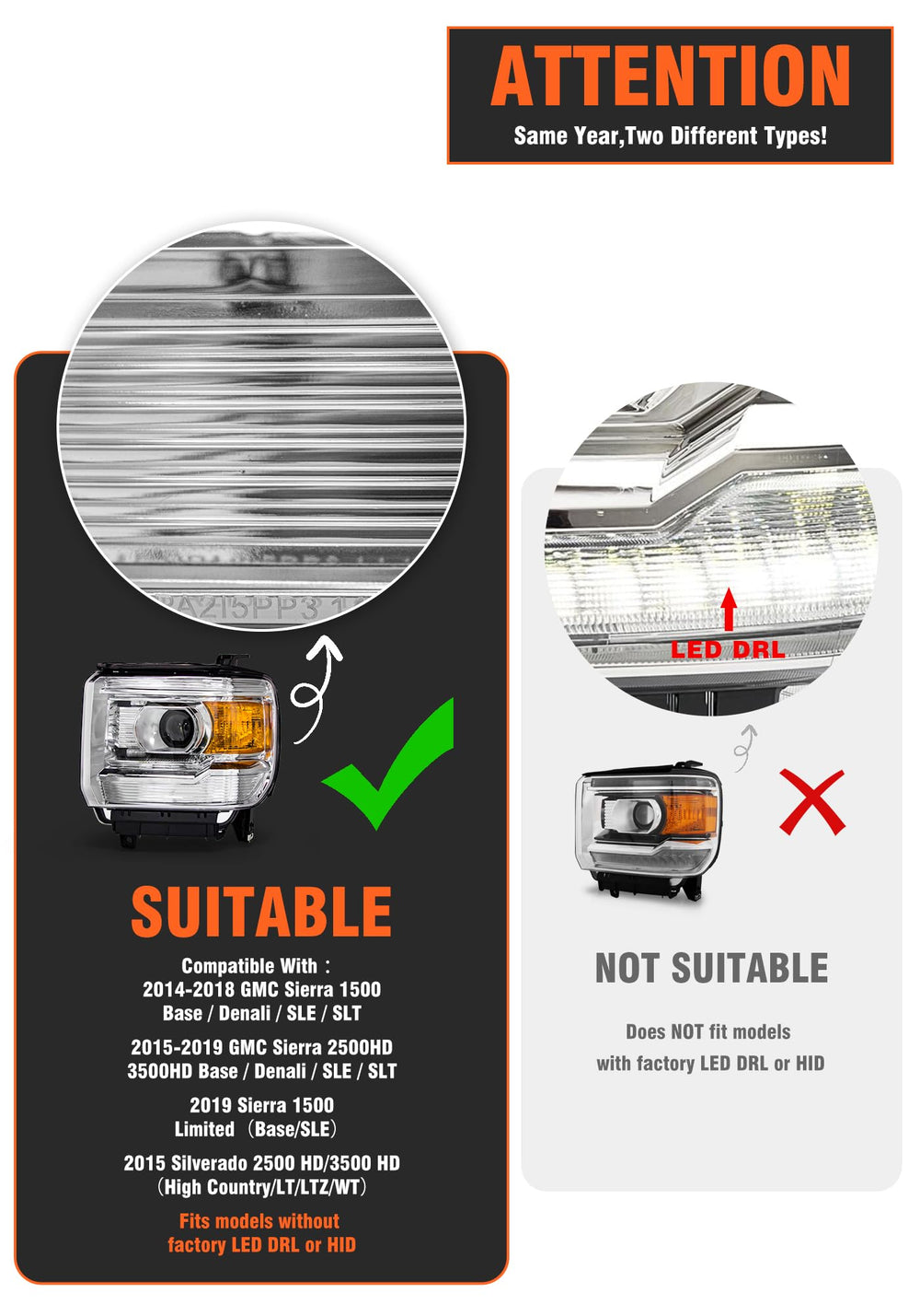 AXLAHA Sierra 1500 amber reflector headlights enhance road edge illumination.