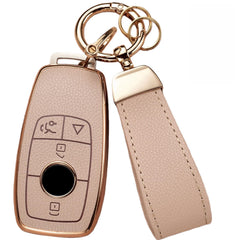 Axtrulix Mercedes key fob cover in upper leather highlights premium protection and grip.
