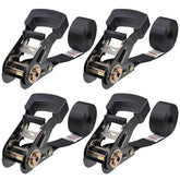 Ayaport endless ratchet straps no hooks in use secure cargo through tight spaces.