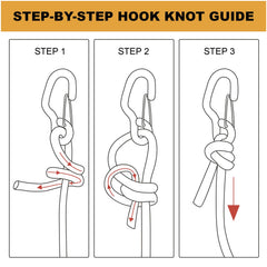 Ayaport rope tie-down securing a tent and tarp setup