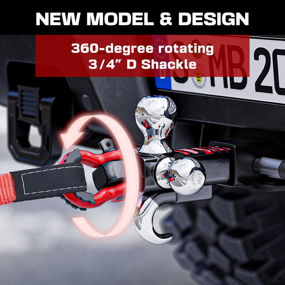 Ayleid rotatable tow shackle in use for flexible recovery options.