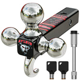 Ayleid tri-ball mount silver front view for versatile towing.