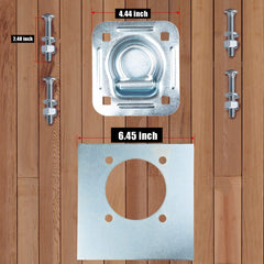 AYMMIC D-ring anchors with backing plates and hardware for bolt-on installation and strong support.