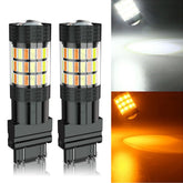 AZQOP 3157 LED switchback bulb in amber and white for Silverado and Sierra signals.
