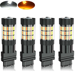 AZQOP 3157 switchback bulbs installed on the front for dual-color visibility.