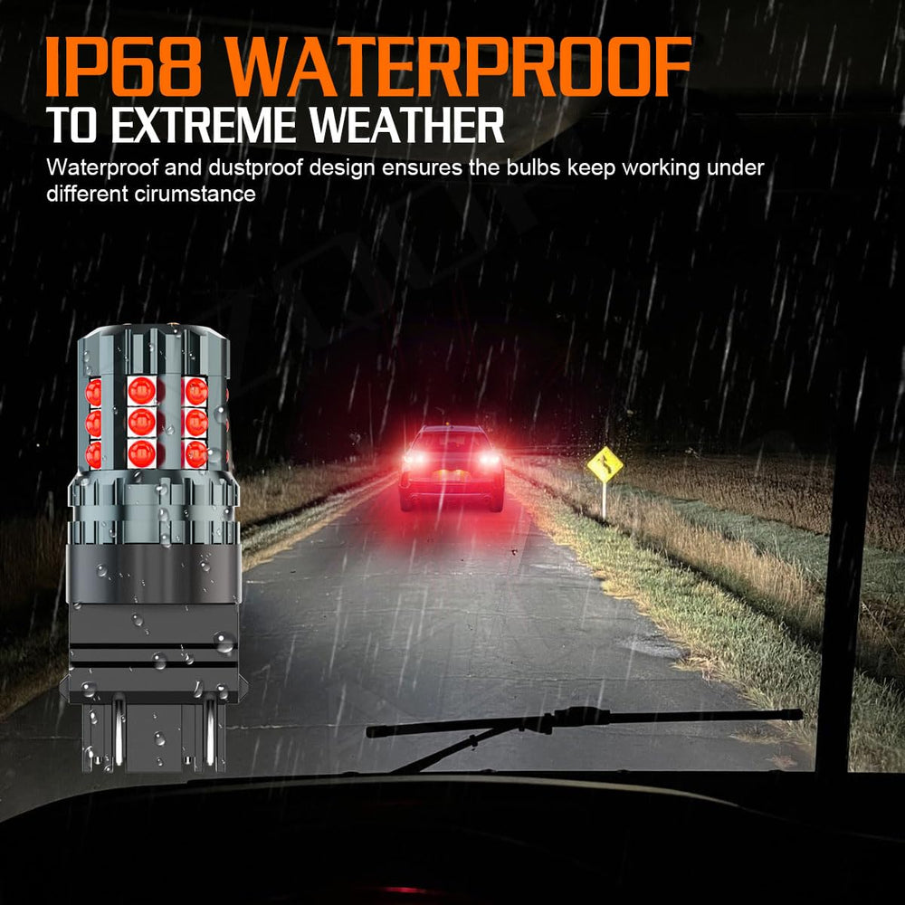 AZQOP red LED bulbs enhance nighttime visibility and recognition.