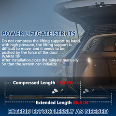 B.ZSSY Black-coated tailgate struts resist weather wear and maintain a clean look