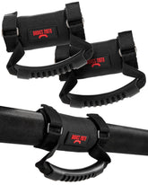 Badass Moto roll bar grab handle black and red front view shows rugged grip