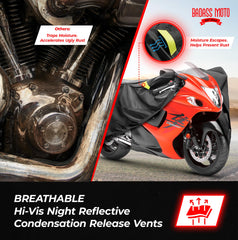 Bike remains dry and clean under the weatherproof motorcycle cover