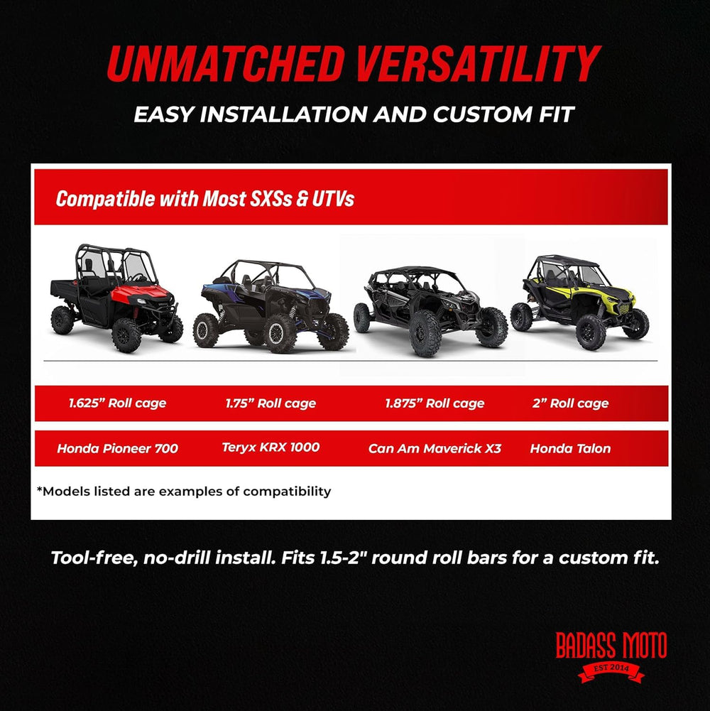 Badass Moto weatherproof UTV grab handles withstand outdoor use.