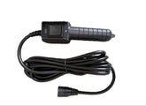 Badlands remote switch for winch with a five-prong C-shaped connector for secure control.