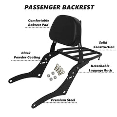 BAIONE Worldmotop sissy bar with black powder-coated finish