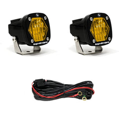 Baja Designs S1 LED pod with amber wide-cornering beam enhances night visibility on curves.