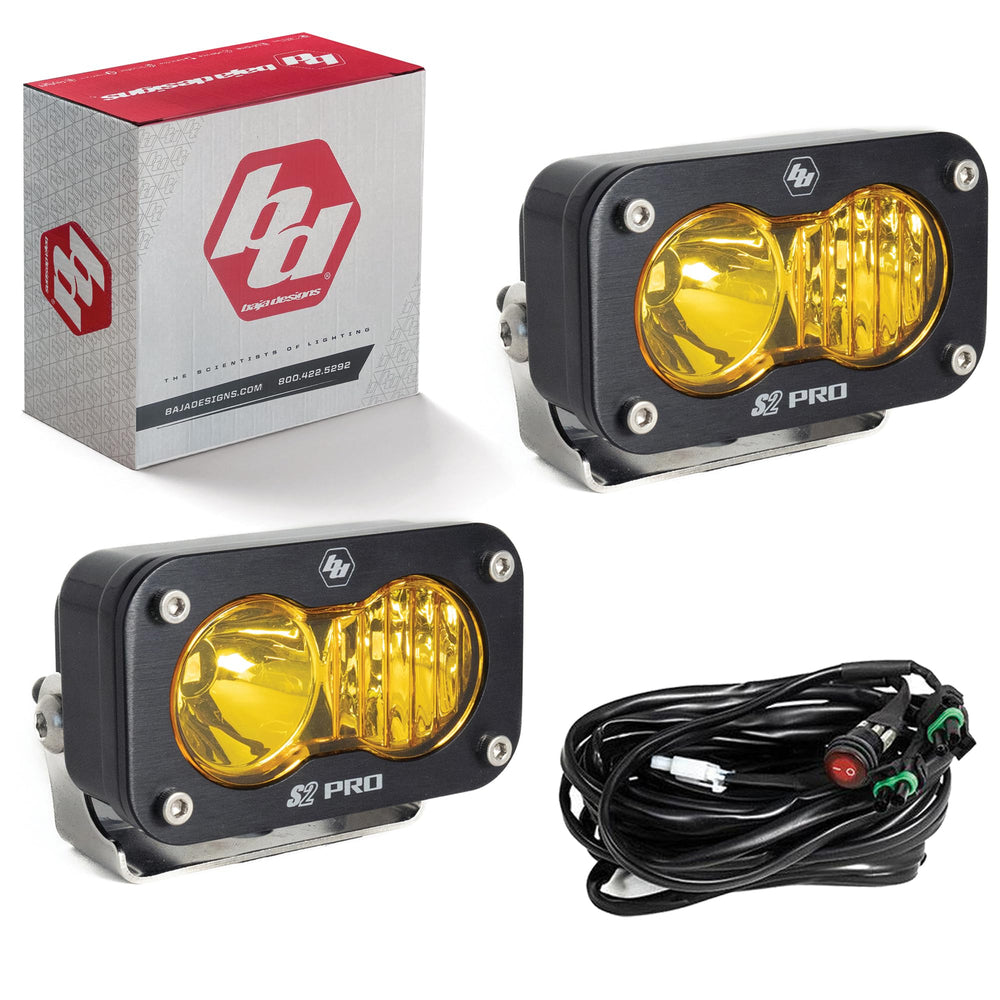 Baja Designs S2 Pro Black LED pods, driving combo amber, enhances night visibility and off-road clarity