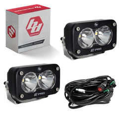 Baja Designs S2 Pro black LED light pods with spot beam for rugged off-road illumination.