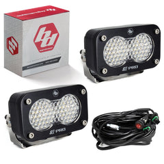 Baja Designs S2 Pro black light pods pair for off-road illumination with rugged waterproofing and easy mounting.