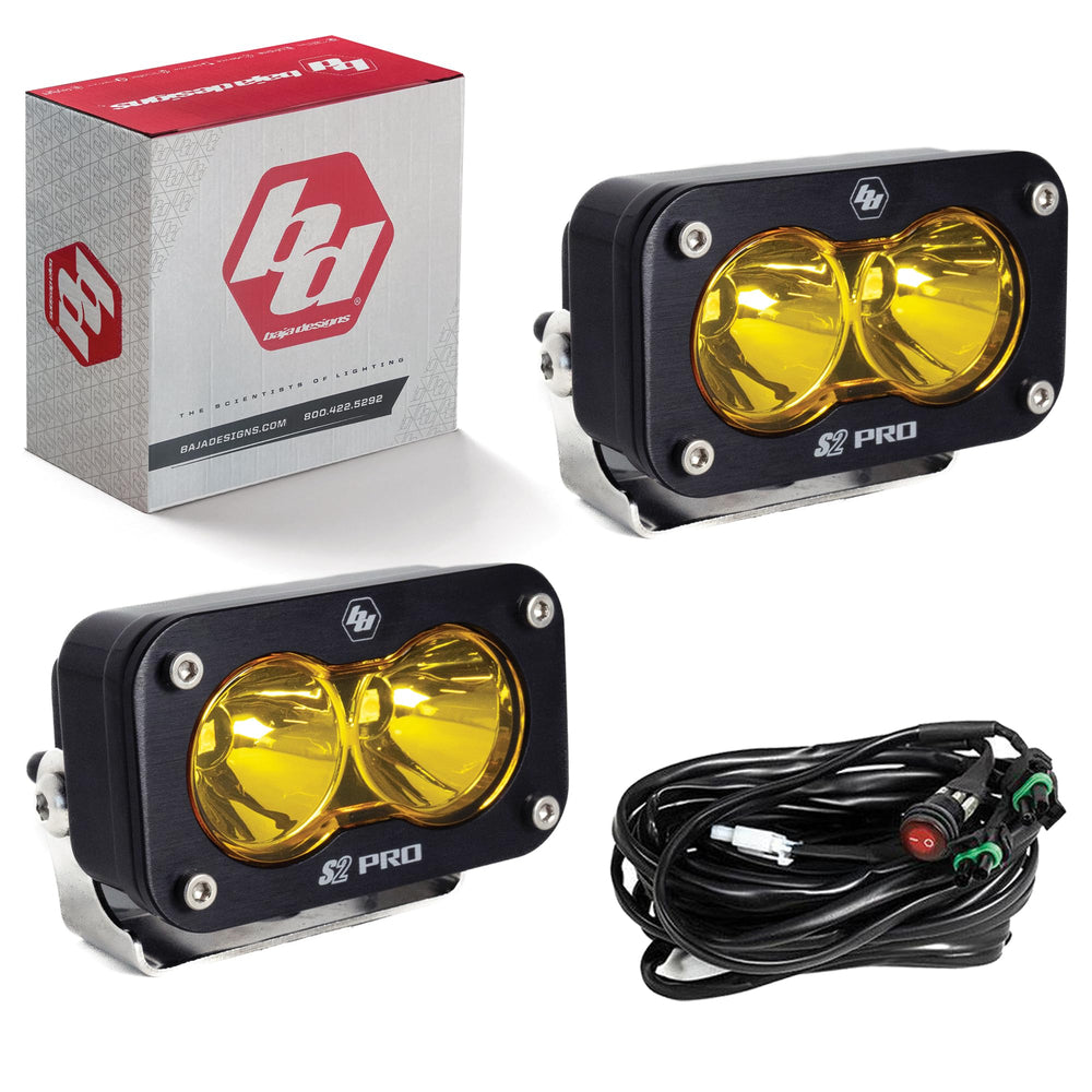 Baja Designs S2 Pro black amber spot light pod for off-road visibility