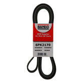 Bando USA serpentine belt closeup showing wear-resistant ribs for durability.