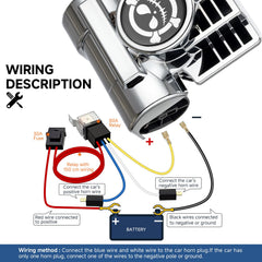 BANHAO train horn fits motorcycles, cars, trucks, boats, and other 12V vehicles.