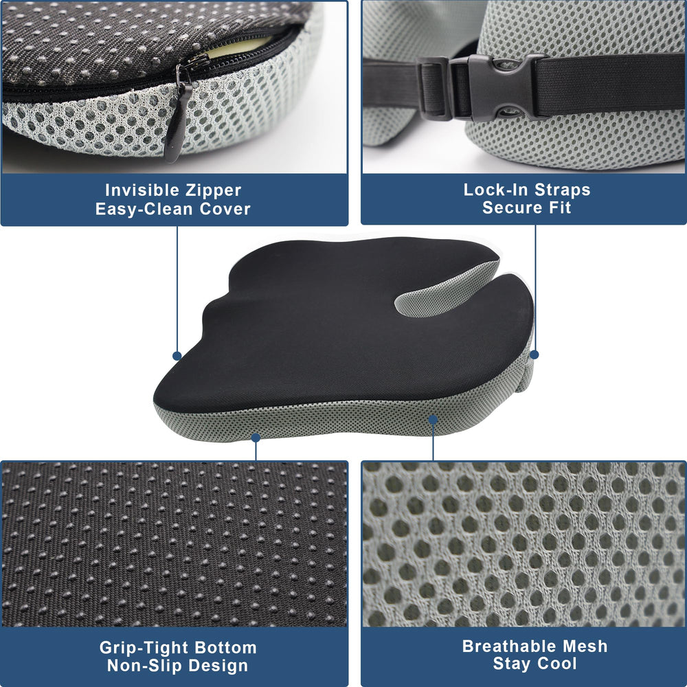 BANKQF anti-slip base and straps keep cushion secure on any seat