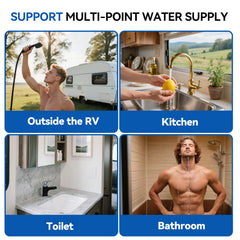 Banrterd compact 16x16 front-door design fits tight RV spaces.