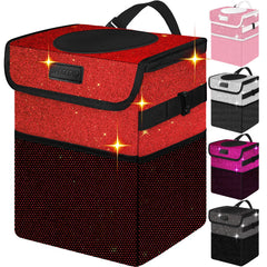 BAOGCOYO car trash can with red bling lid; keeps interior neat and odor-free