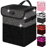 BAOGCOYO cute mini car trash bag with lid glitter highlight keeps cabin tidy.
