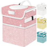 BAOGCOYO cute mini car trash bin with pink glitter lid keeps car interiors tidy.