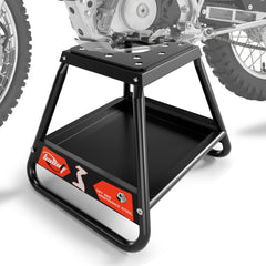 BAOUFF dirt bike stand assembly demonstrates sturdy construction for safe maintenance.