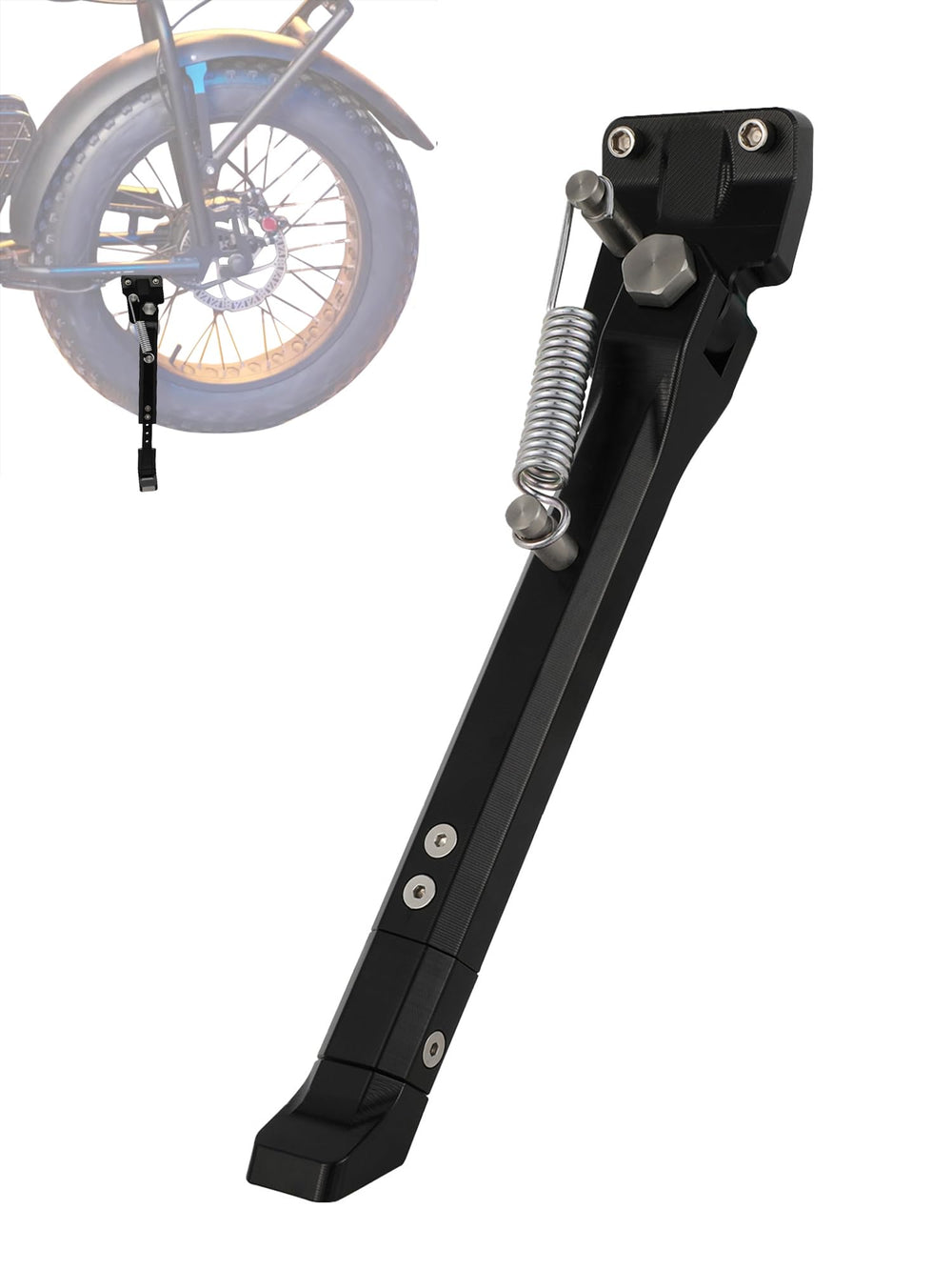 BAOUFF kickstand 40mm mount hole closeup for secure mounting on compatible bikes.