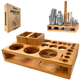Barillio Bamboo Stand for Bartender Kit Storage keeps tools organized on the kitchen counter.
