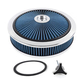Bartoo 14x3 round air-cleaner kit with blue lid highlights durable construction and filtration.