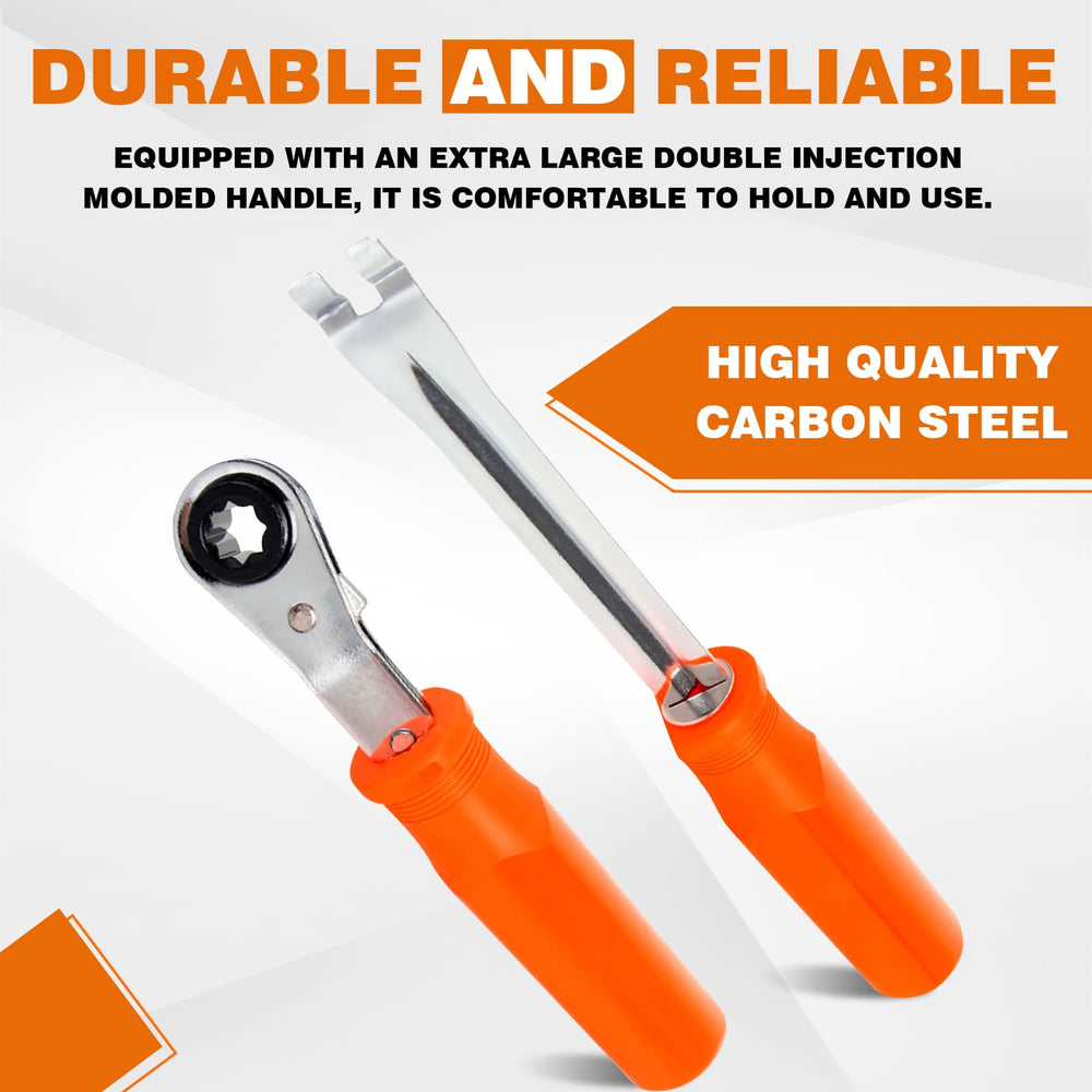 BARTOO fork-end release tool under-pawl for hands-free brake service.