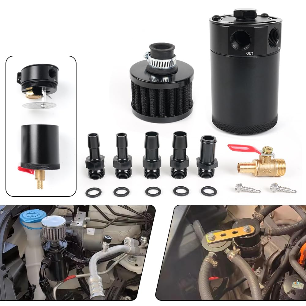 Bartoo catch can with breather filter assembly for vapor management