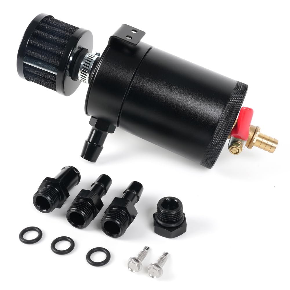 Bartoo universal 2-port oil catch can side view for cleaner intake