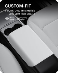BASENOR armrest cover for Tesla Model 3 with soft-touch TPU adds comfort.